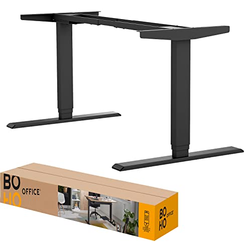 boho office® Homedesk - elektrisch stufenlos höhenverstellbares Tischgestell, Schreibtisch in Schwarz mit Memoryfunktion, fortschrittlichem Kollisionsschutz und Kindersicherung