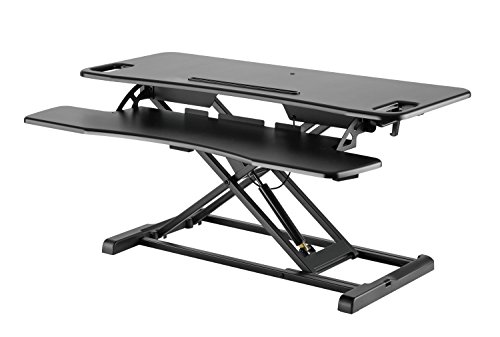 Exeta Höhenverstellbarer Steh-Sitz Tischaufsatz Schreibtisch. (Model 2020) Höhenverstellbarer Schreibtisch // in schwarz