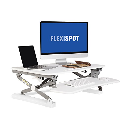 Flexispot Sitz Steh Schreibtisch Stehpult Höhenverstellbarer Schreibtisch Schreibtischaufsatz (Breite: 89 cm | Farbe: Weiß)