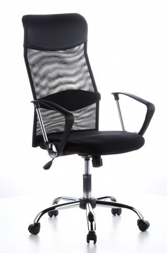 hjh OFFICE 621100 Bürostuhl ARIA HIGH Netzstoff/Kunstleder Schwarz Drehstuhl, PC Stuhl, hohe Rückenlehne