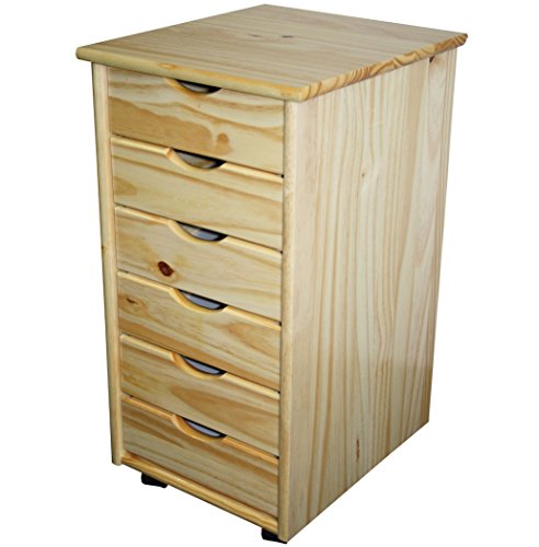 KMH®, Rollcontainer/Schubladencontainer/Bürocontainer mit 6 Schubladen Kiefer massiv (Natur) (#201124)