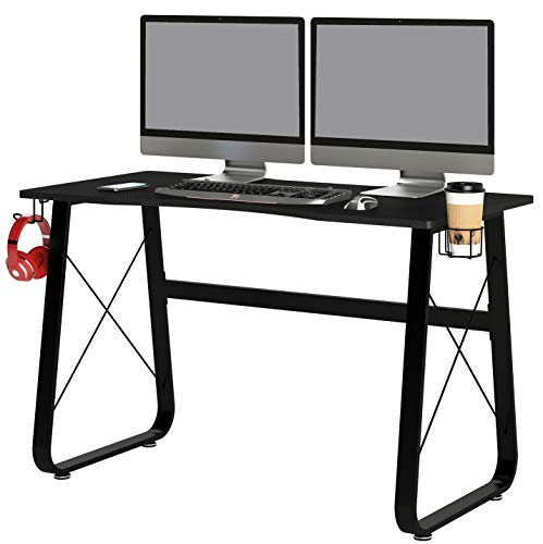 SixBros. Gaming Schreibtisch in schwarz, moderner Schreibtisch, Gamer Tisch, Arbeitstisch für Zuhause & Home-Office, 136 x 60 cm, GT-013/8396