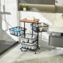 APEXCHASER Küchenwagen, rotatierbare Rollwagen, 4 Ebenen mehrschichtiges Küchenregal mit Rollen, Aufbewahrungsbehälter, drehbare Obstkorb für Küche, Wohnzimmer, Büro, Schwarz