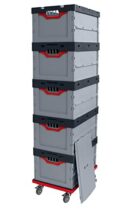 Auer Faltbox 5er Set FBD 64/32 + Deckel + Rollwagen | Kunststoffbox 60x40x32cm Box Klappbox stapelbar 67L | Lager-, Kommissionier-...