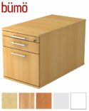 Bümö® Rollcontainer 80 cm tief in Buche mit 2 Schüben und Hängeregister Schublade | Bürocontainer aus Holz | Tischcontainer mit...