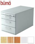 Bümö® Rollcontainer 80 cm tief in Grau mit 3 Schüben, Schloss & Schreibwaren Schublade | Bürocontainer aus Holz | Tischcontainer...
