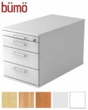 Bümö® Rollcontainer 80 cm tief in Weiß mit 3 Schüben, Schloss & Schreibwaren Schublade | Bürocontainer aus Holz | Tischcontainer...