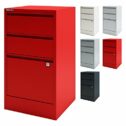 Home Office Beistellschrank | Büro Schubladenschrank mit Griffleiste 3 Schubladen aus Metall - abschließbar in Kardinal rot