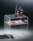 HOWE-Deko Hochwertiger Acryl-Glas Beistelltisch/Nachttisch/Endtisch mit Ablagefach, klar, 40 x 33 cm, H 35 cm, Acryl-Glas-Stärke 6 mm