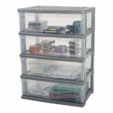 IRIS, Rollwagen / Rollcontainer / Schubladenbox 'Wide Chest', WC-N604, 4 Schubladen, für Werkzeuge, Plastik, silber, 60 x 41 x 89...