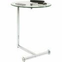 Kare Design Beistelltisch Easy Living, Silber, kleiner, runder Klarglastisch mit Rollen, Couchtisch/Ablagetisch, mobiler Beistelltisch, (H/B/T) 62x51x46cm