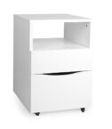 Leomark Weiße Holzmöbel für Kinderzimmer, Morden Schreibtisch, Schrank, für Kinder und Jugendliche, Computertisch (Schrank auf Rädern)