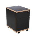 Novigami Rollcontainer Zo | 3 Schubladen | HxBxT 585 x 405 x 500 mm | Schwarz mit Sichtkante | Schubladencontainer...