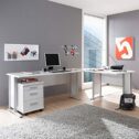 OFFICE LINE Eckschreibtisch in Weiß - Moderner Bürotisch Computertisch mit großer Arbeitsfläche und Rollcontainer - 220/170 x 72 x 70...
