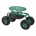 [pro.tec] Fahrbarer Gartensitz Scooter Rollsitz [grün] Rollwagen Gartenhelfer