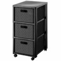 Rotho Country Rollcontainer mit 3 Schubladen in Rattan-Optik, Kunststoff (PP) BPA-frei, anthrazit, 3 x A4/18l (37,5 x 32,5 x 71,2...