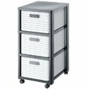Rotho Country Rollcontainer mit 3 Schubladen in Rattan-Optik, Kunststoff (PP) BPA-frei, weiss, 3 x A4/18l (37,5 x 32,5 x 71,2...