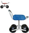 SKYWPOJU Fahrbarer Gartensitz mit Rollen Klappbarer Garten-Sitzwagen, mit Rädern, höhenverstellbar, Hocker-Arbeitshilfe, drehbarer Sitz (Color : Blue)