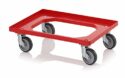 Transportroller rot mit Gummrädern für 60x40 Eurobehälter inkl. gratis Zollstock