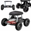 UPP fahrbarer Gartenwagenrollsitz bis 130 kg mit Ablage | Knie- und rückenschonende Sitzgelegenheit auf Rollen für Gartenarbeit & Autopflege |...