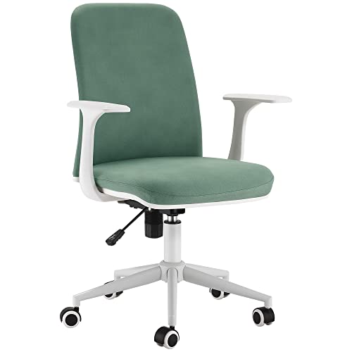 Vinsetto Bürostuhl mit Wippenfunktion Home-Office-Stuhl höhenverstellbarer Schreibtischstuhl ergonomisch 360°-Drehräder Schaumstoff Metall Kunststoff Grün 61 x 55 x 90-98 cm